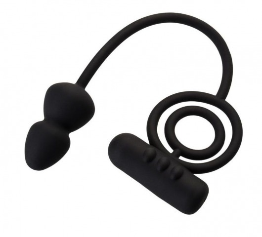 Чёрное эрекционное кольцо с вибропулькой и анальным хвостом - Erotist Adult Toys - в Волгодонске купить с доставкой
