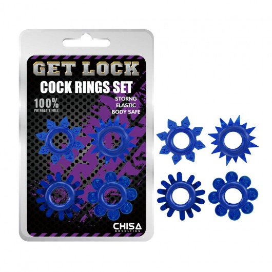 Набор из 4 синих колец Get Lock - Chisa - в Волгодонске купить с доставкой