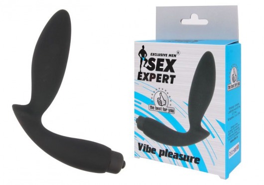 Чёрный вибростимулятор простаты Sex Expert Vibe Pleasure - Sex Expert - в Волгодонске купить с доставкой